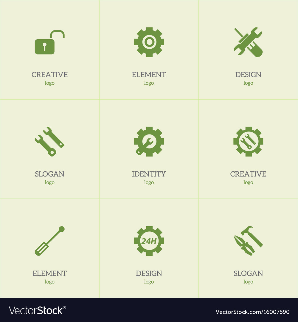 Set of 9 editable toolkit icons includes symbols