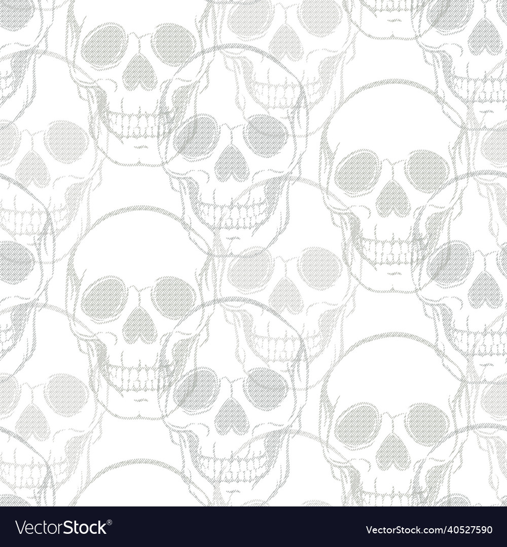 Skull pattern with textured strokes outline