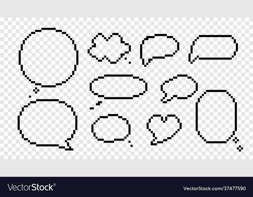 Speech bubbles and clouds pixel isolated icons vector image Speech bubbles and clouds pixel isolated icons