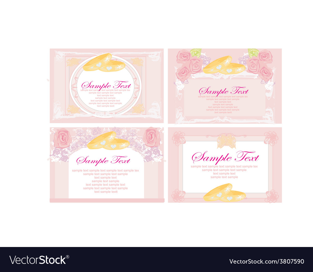 Wedding invitation card with rings set