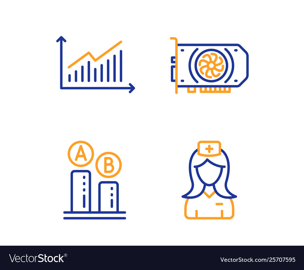 Ab testing graph and gpu icons set hospital vector image Ab testing graph and gpu icons set hospital