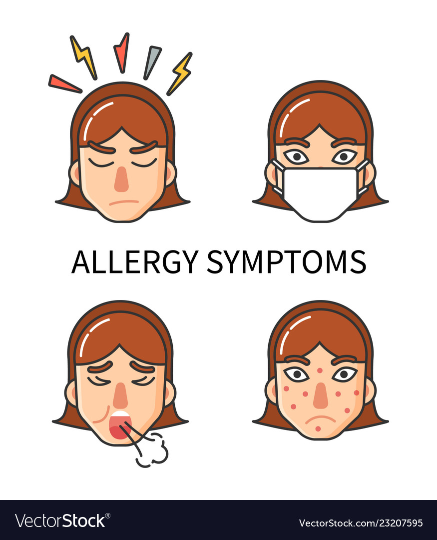 Allergy symptoms hypersensitivity of organism Vector Image