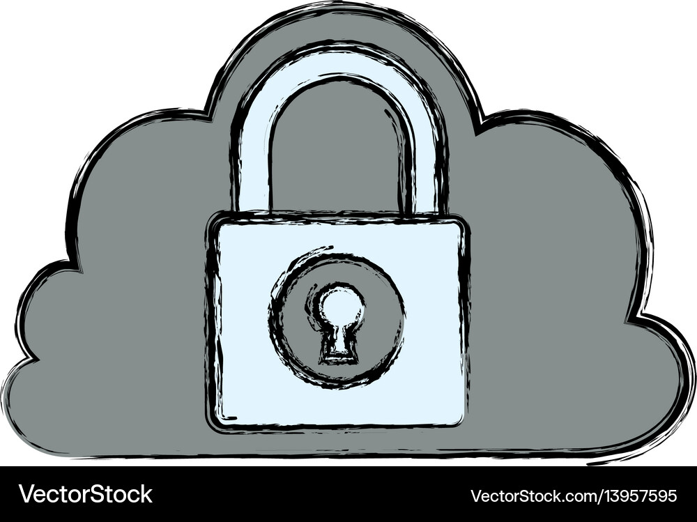 Cloud padlock security Royalty Free Vector Image