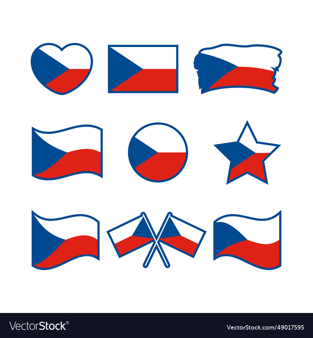 Czech republic flag icon set on a white background