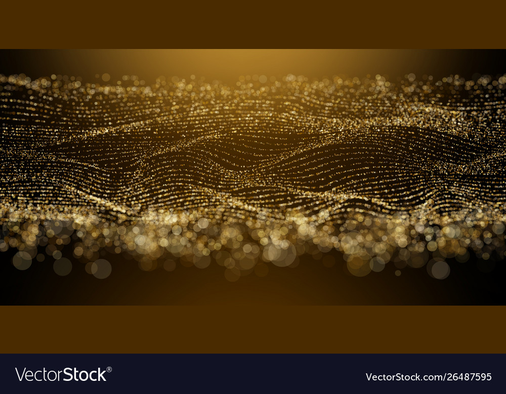 Digital wave - golden particle bokeh with warm vector image Digital wave - golden particle bokeh with warm