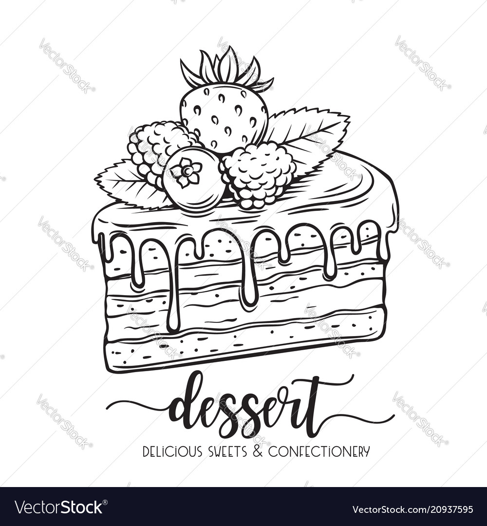 Hand Drawn Cake Royalty Free Vector Image Vectorstock