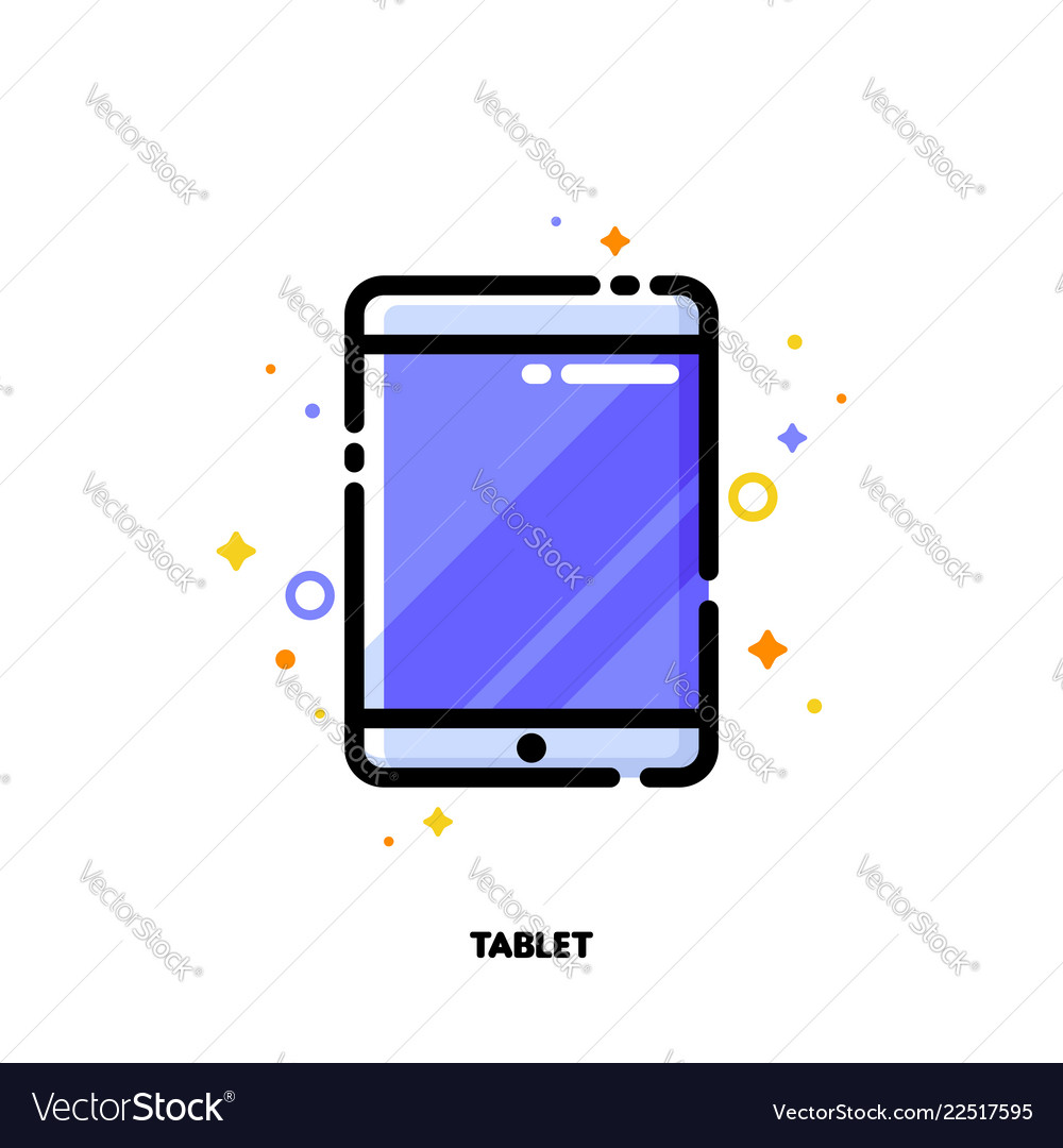 Line icon of tablet computer with big display vector image Line icon of tablet computer with big display