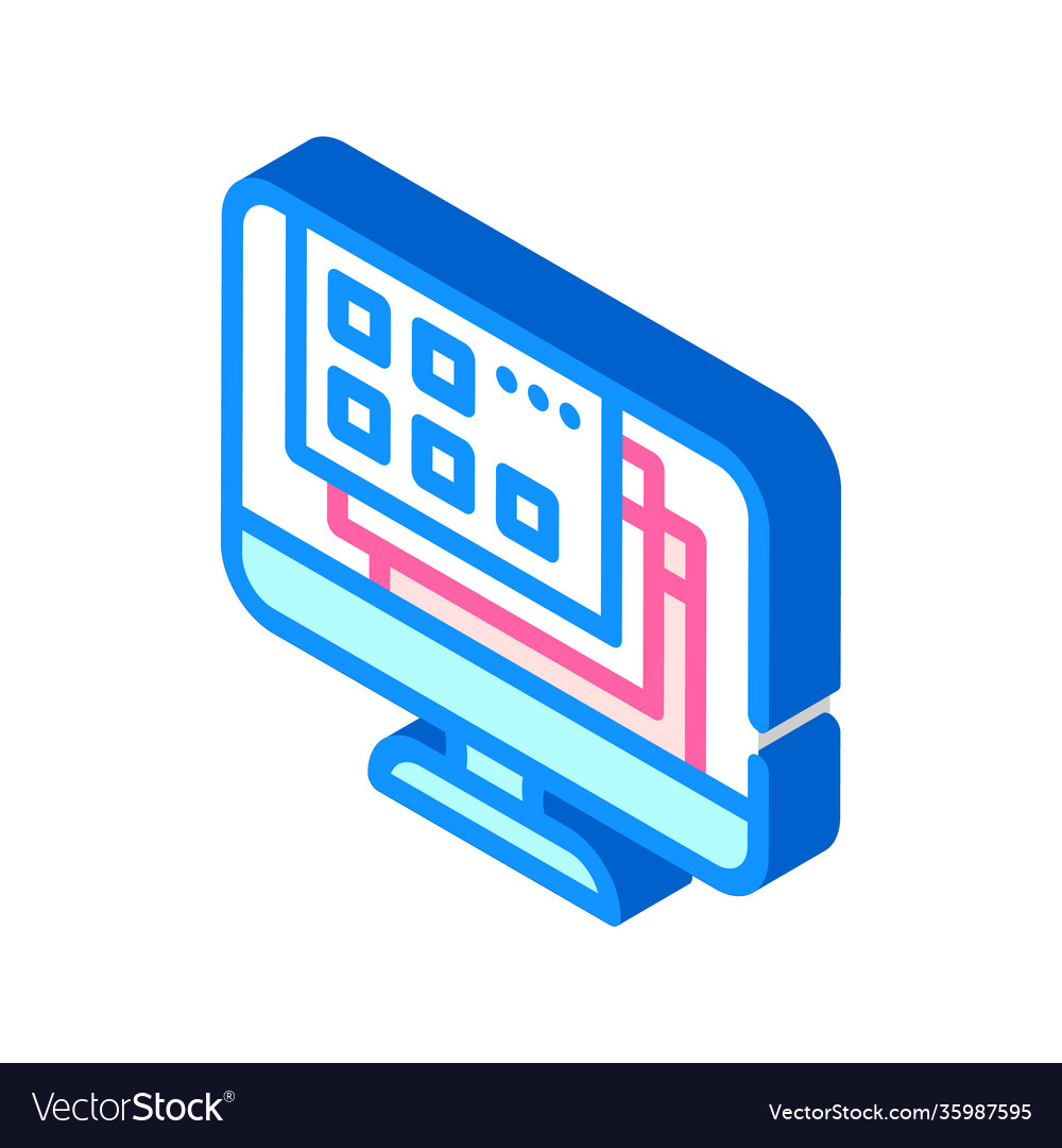 Opened windows operating system isometric icon vector image Opened windows operating system isometric icon