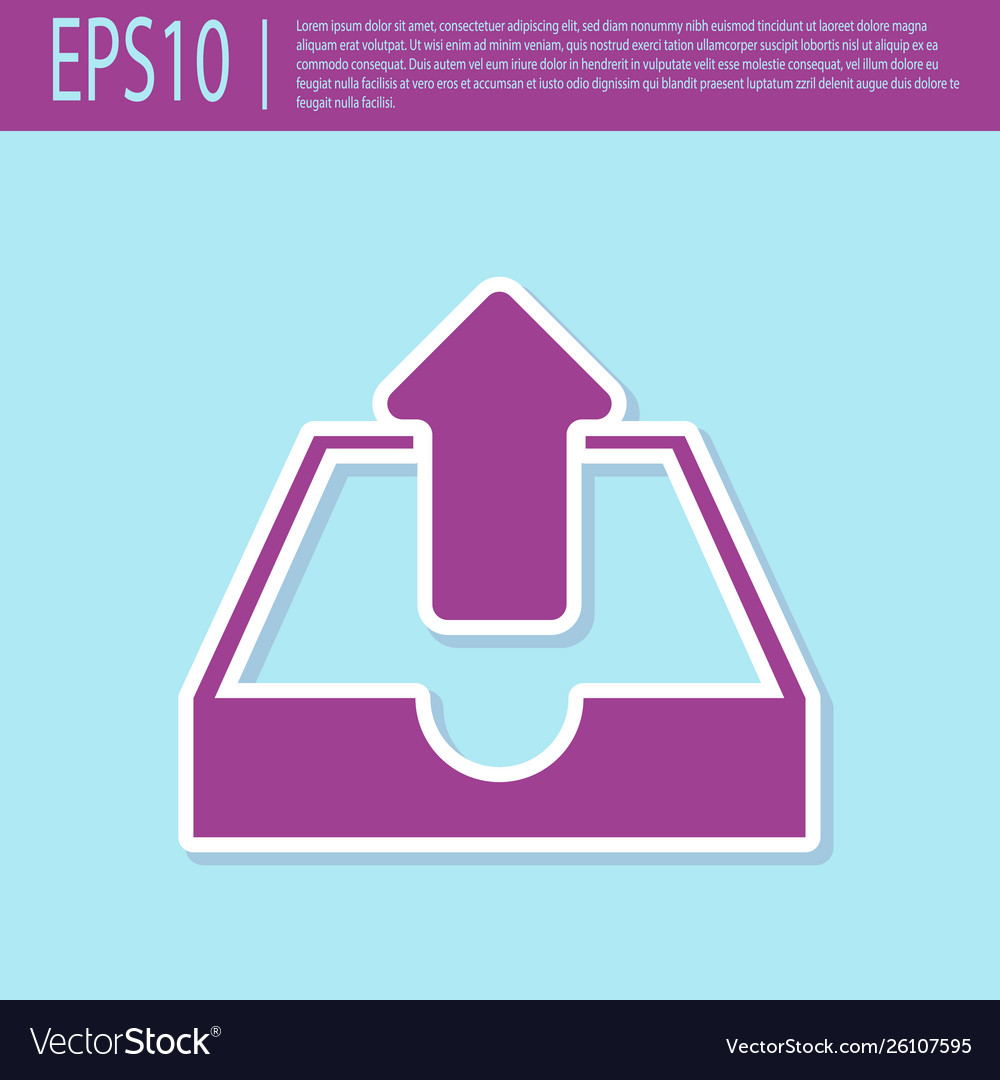 Retro purple upload inbox icon isolated vector image Retro purple upload inbox icon isolated
