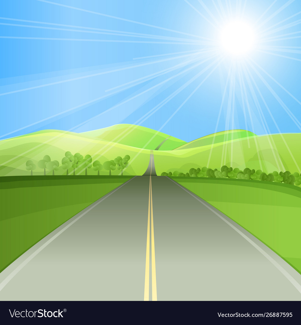 Road in valley flat Royalty Free Vector Image - VectorStock