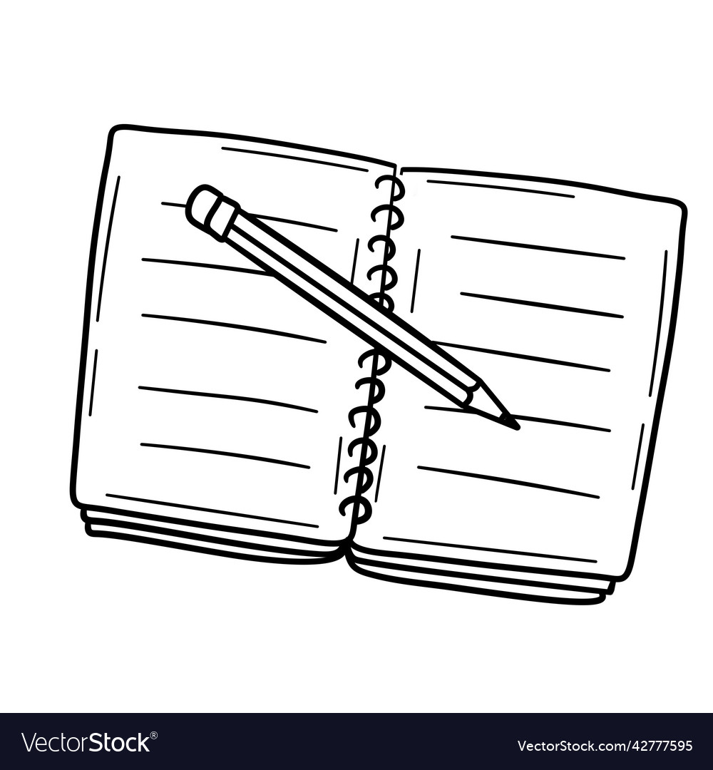 Sketch of notebook with blank sheet