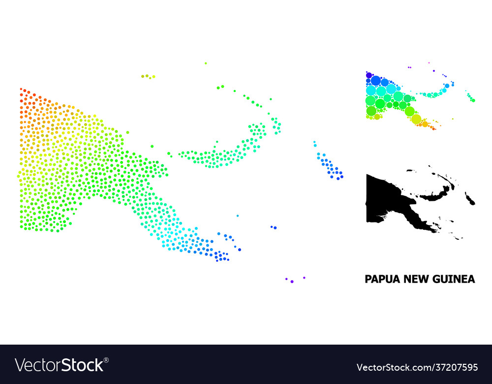 Spectrum gradient pixelated map papua vector image Spectrum gradient pixelated map papua