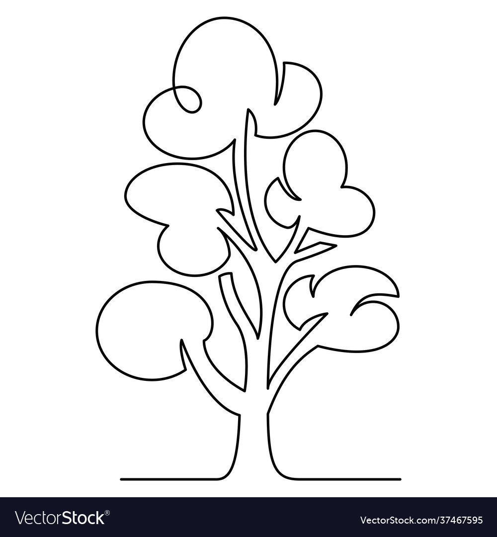 Tree continuous line vector image Tree continuous line