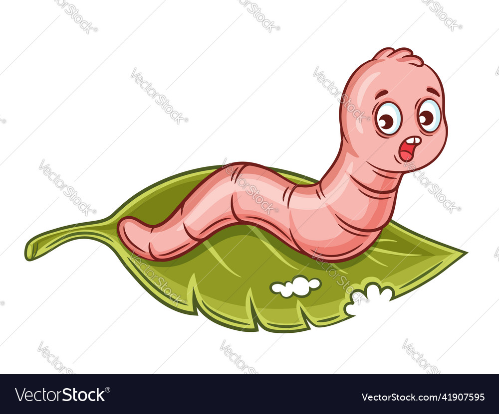 Worm on leaf garden pest insect larva earthworm Vector Image