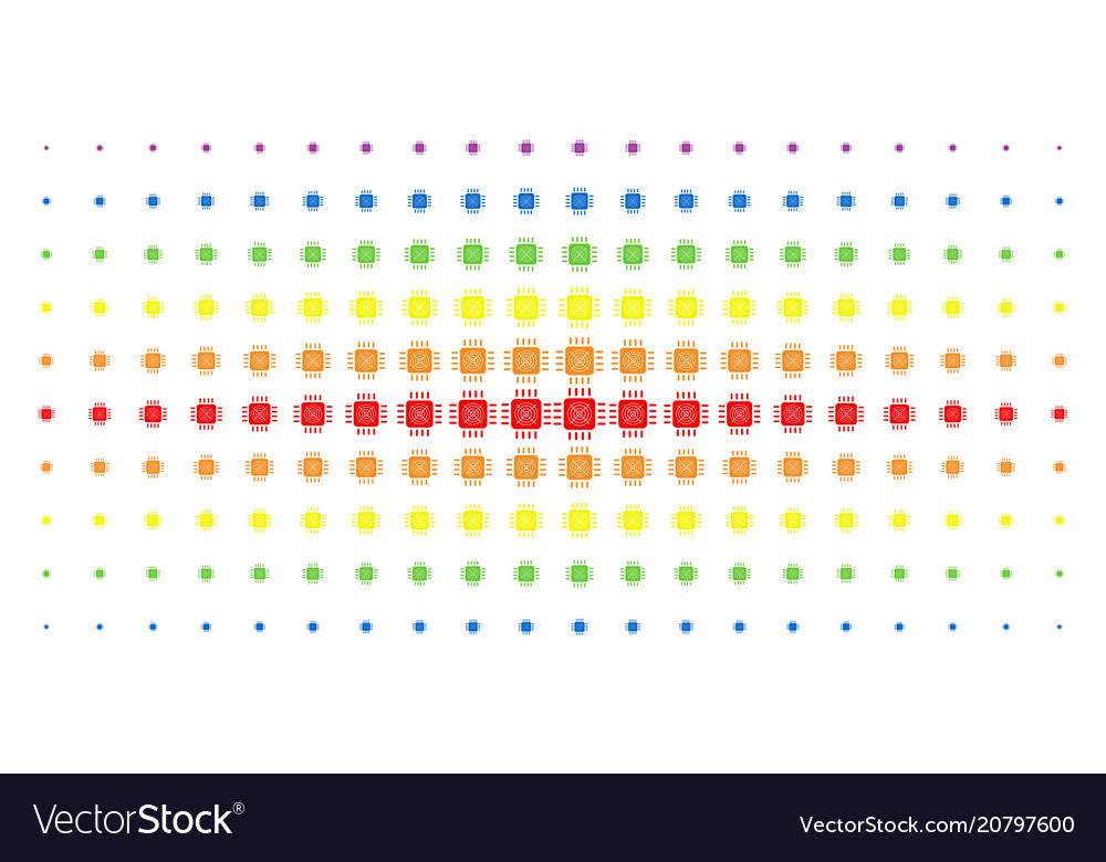 Asic processor spectrum halftone array vector image Asic processor spectrum halftone array