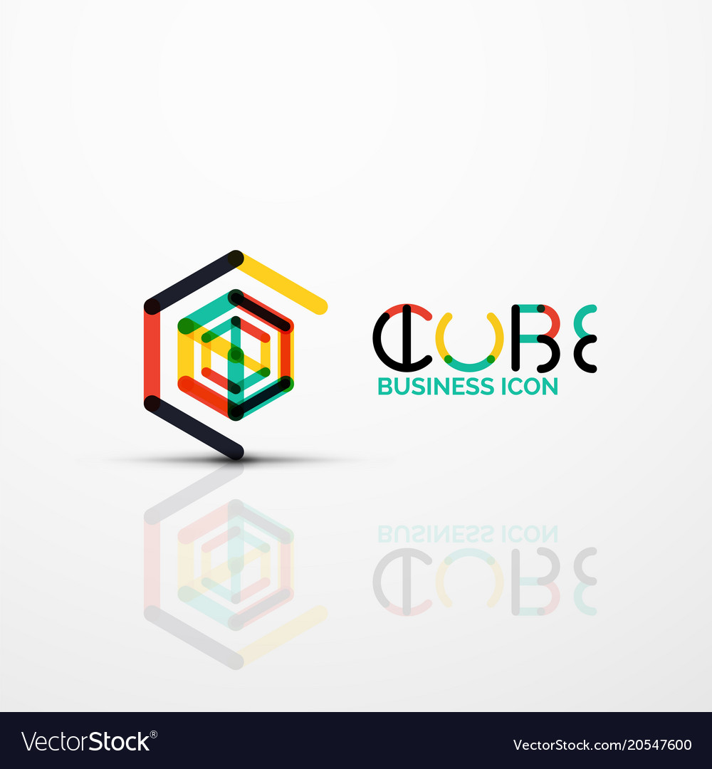 Cube Idea Concept Logo Line Vector Image Cube Idea Concept Logo Line Vector Image