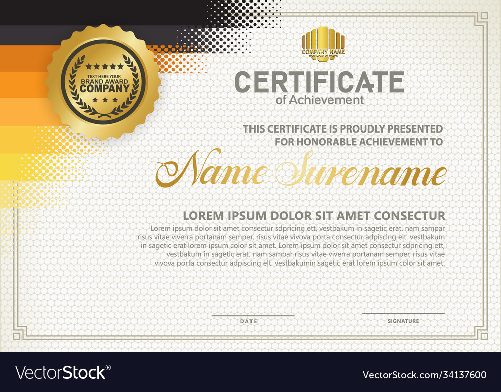 Diploma certificate template with halftone style Vector Image