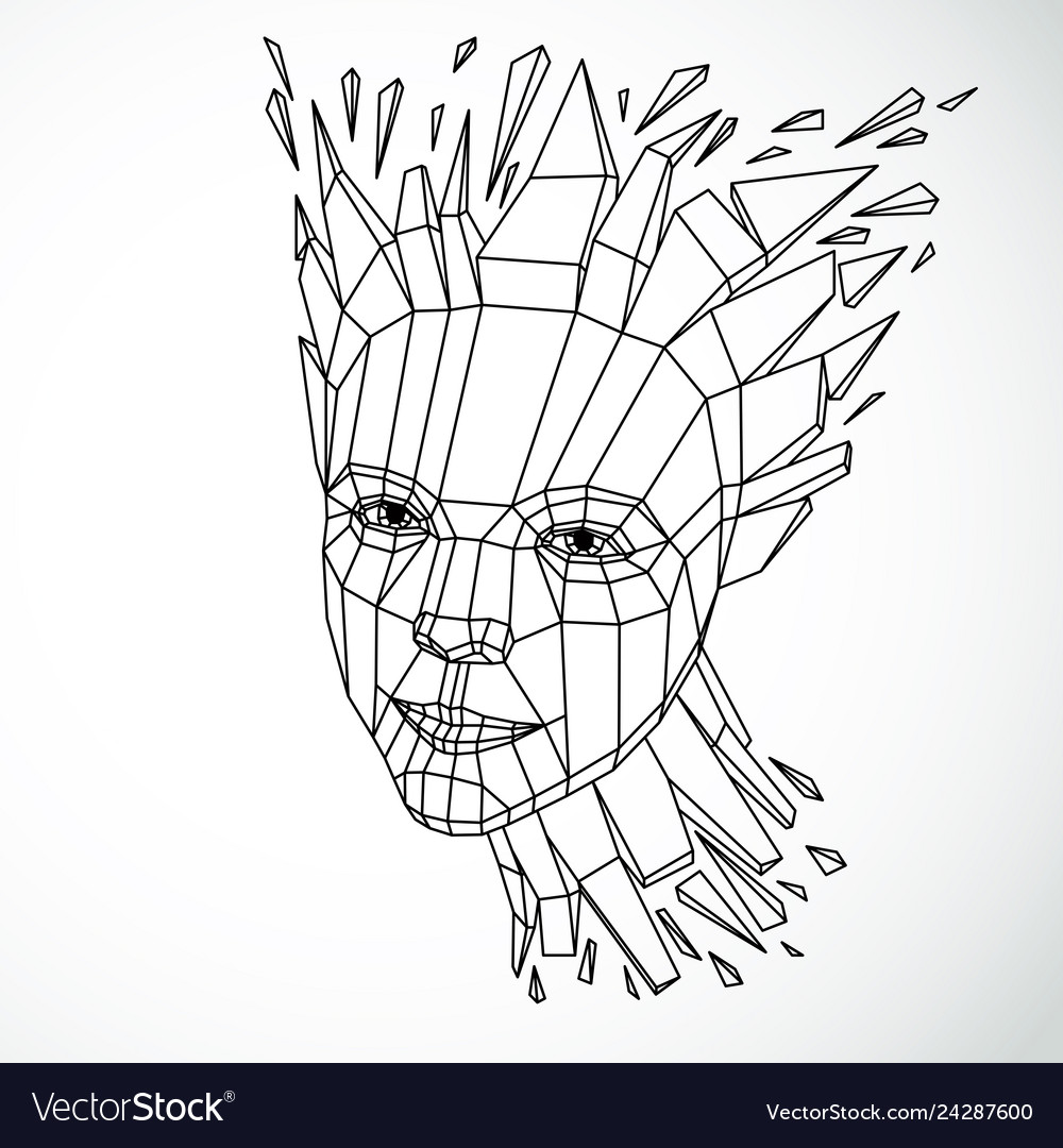 Exploding Brain Low Poly Portrait
