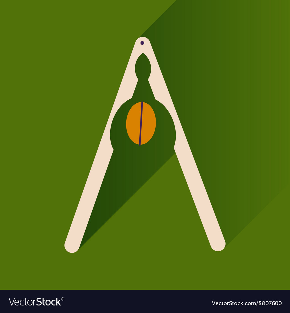 Flat icon with long shadow nut and nutcracker