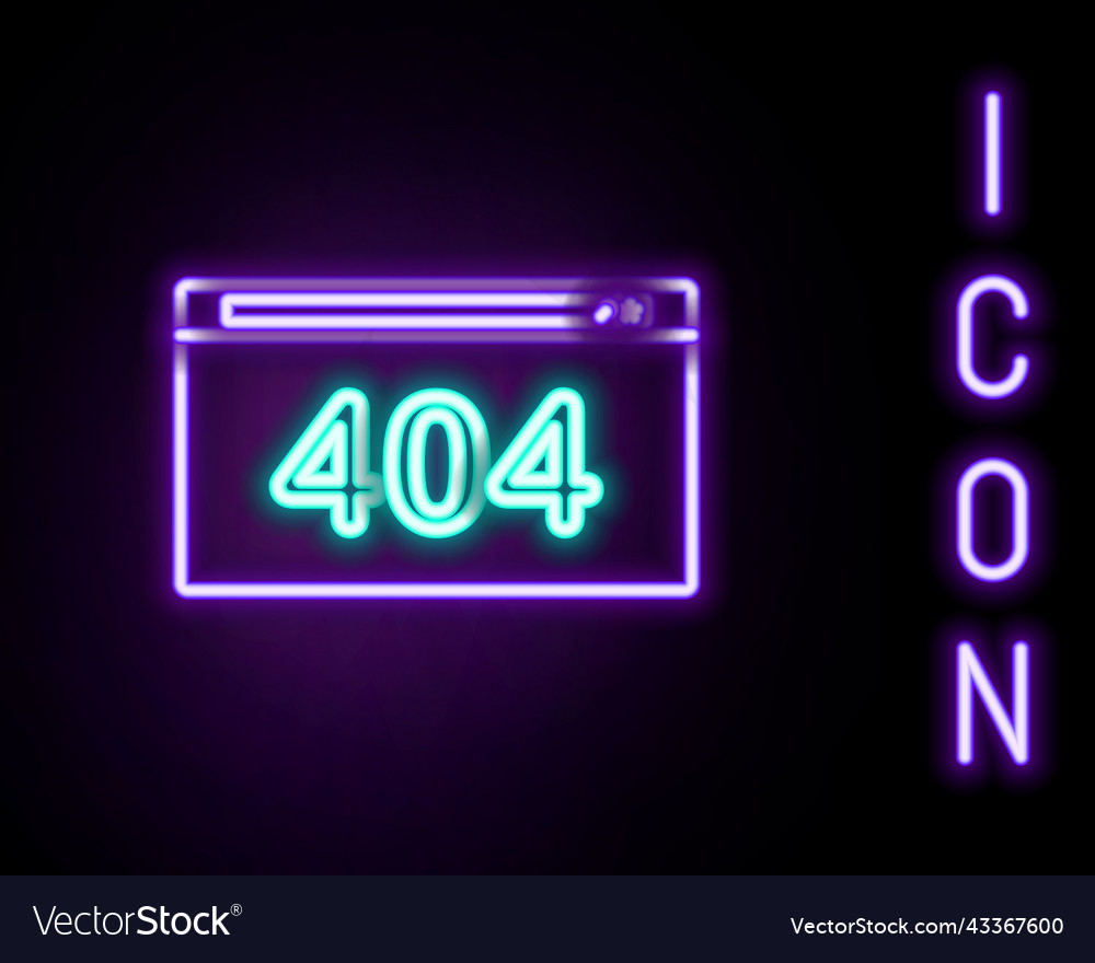 Glowing neon line page with a 404 error icon vector image Glowing neon line page with a 404 error icon