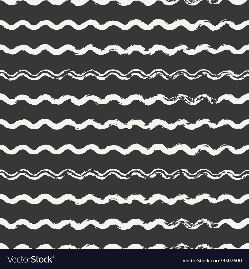 Hand drawn seamless pattern with wavy brush