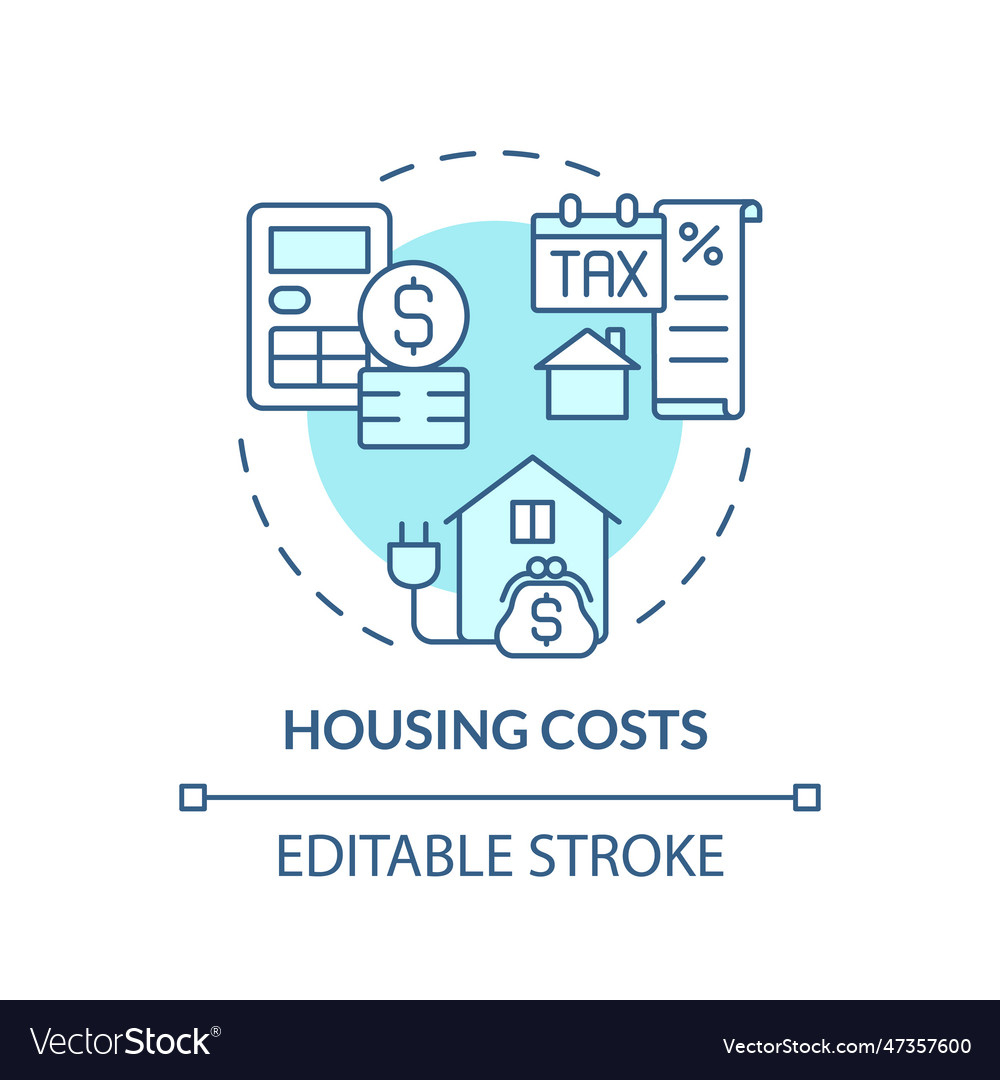 Housing costs turquoise concept icon