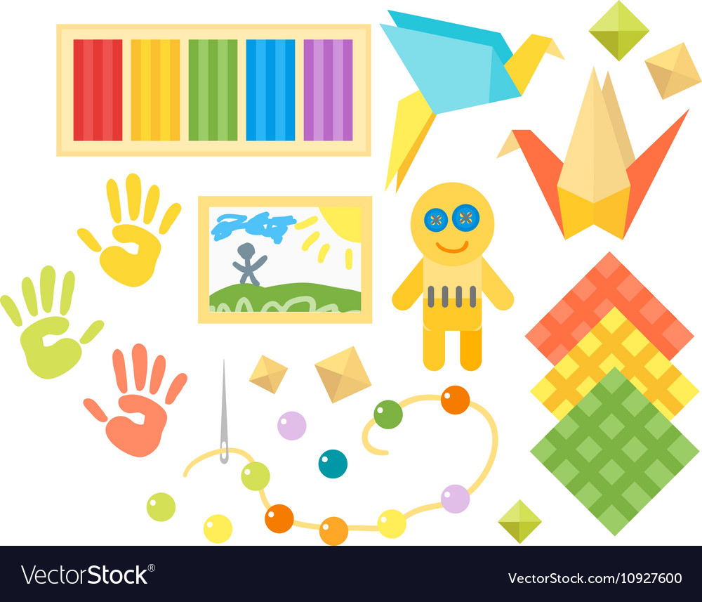 Kids creativity creation symbols set