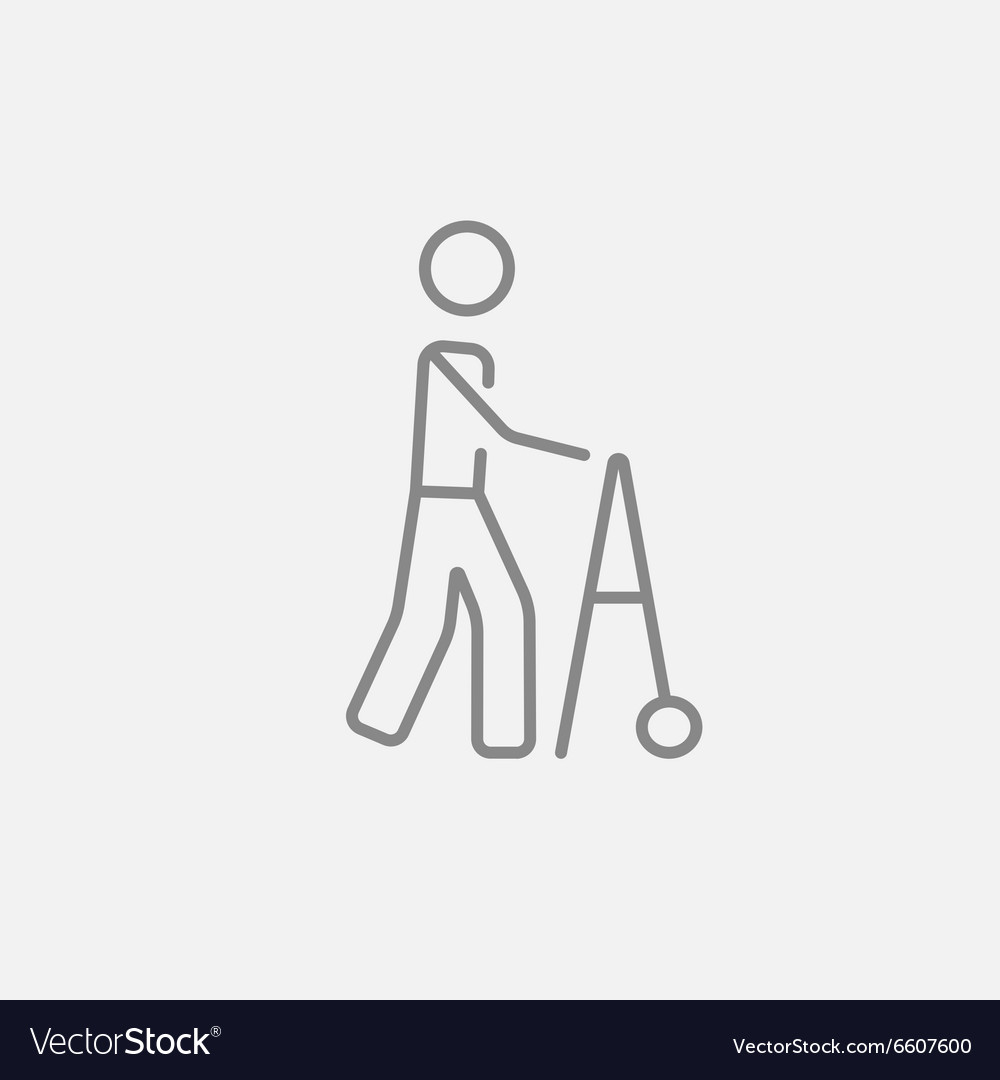Man with walker line icon
