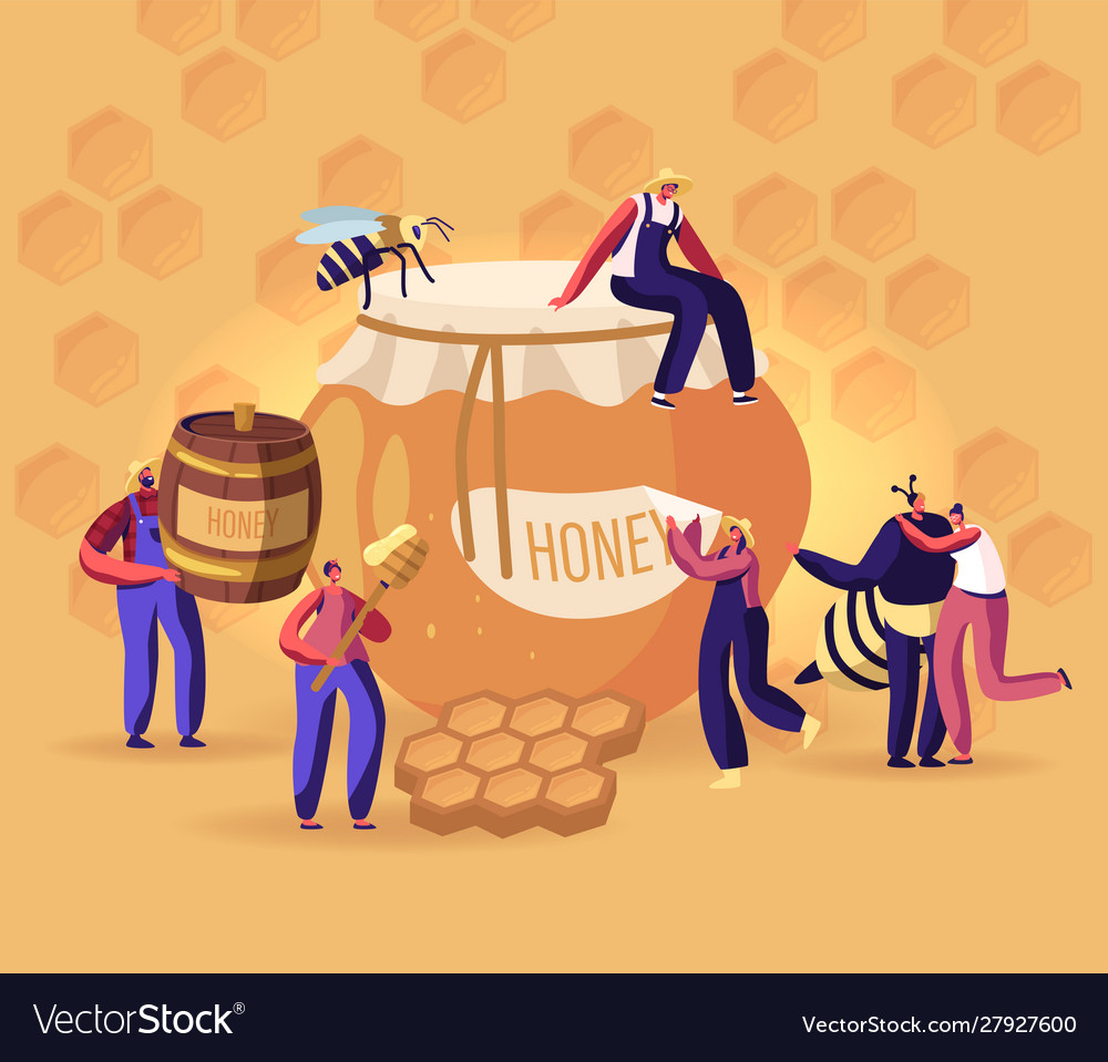 People extracting and eating honey concept