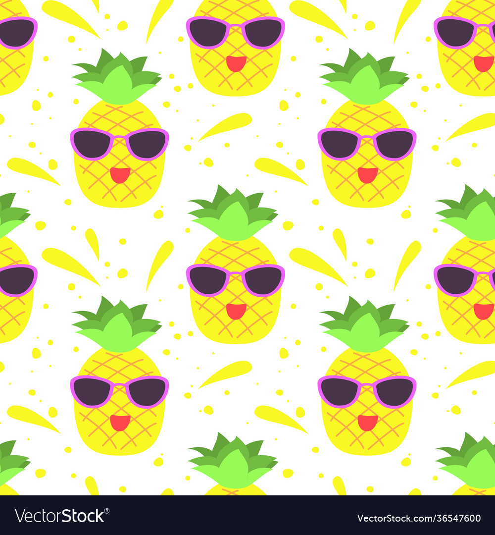 Seamless pattern with colorful pineapples vector image Seamless pattern with colorful pineapples