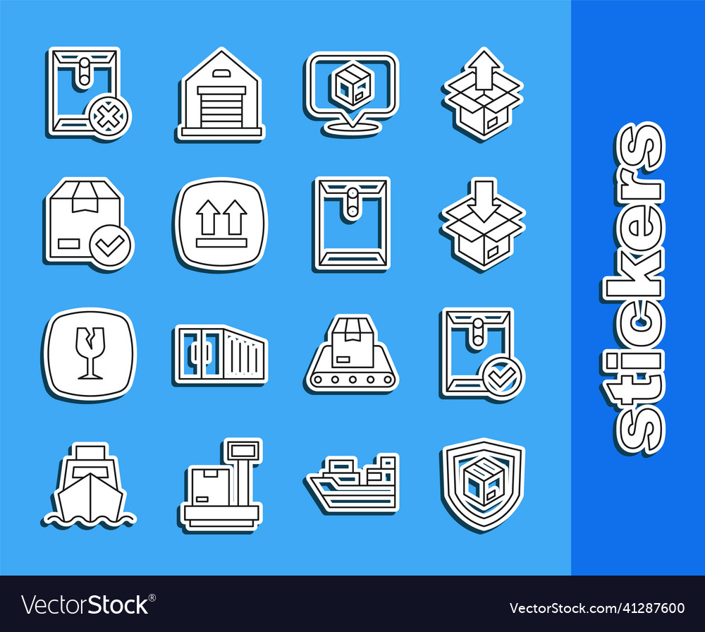 Set line delivery security with shield envelope vector image Set line delivery security with shield envelope