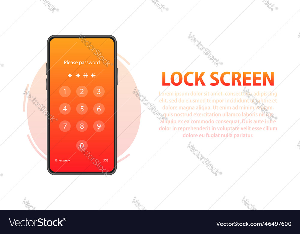 Smartphone with passcode lock screen interface vector image Smartphone with passcode lock screen interface