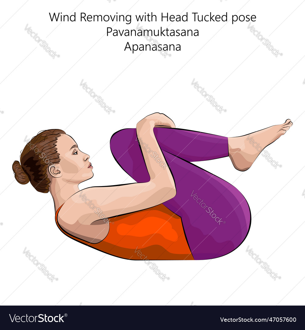 Junge Frau üben Yoga-Übung tun Wind vector image Junge Frau üben Yoga-Übung tun Wind