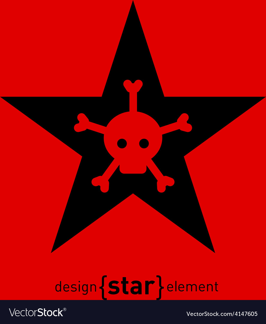 Abstract design element star with skull and bones