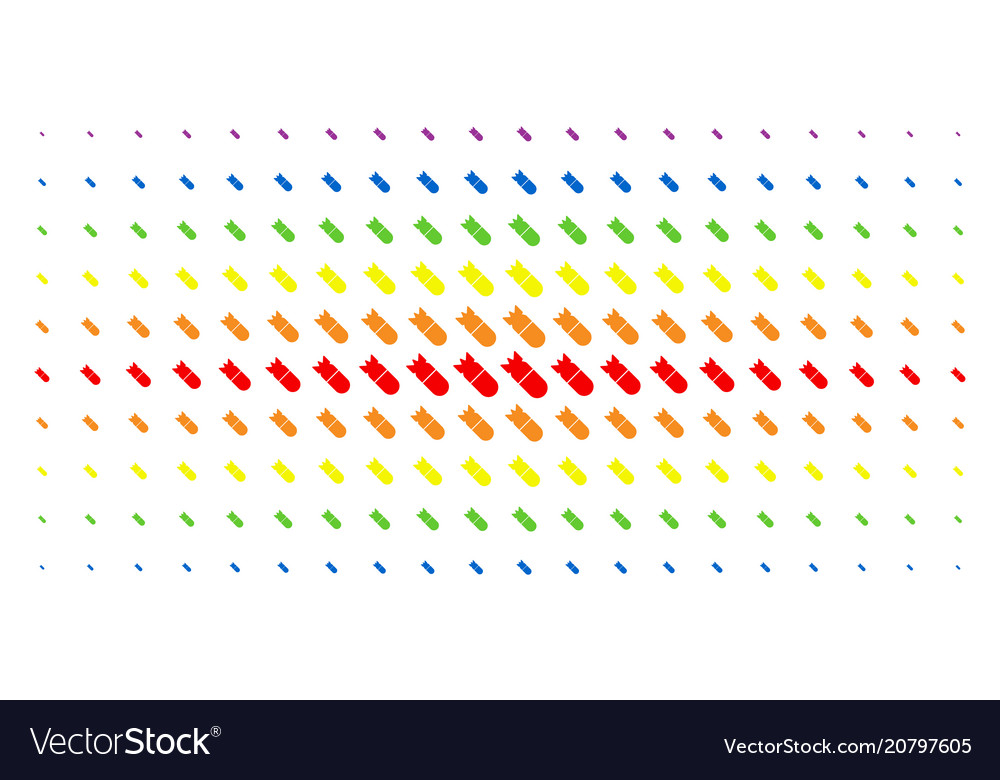Aviation bomb spectral halftone array vector image Aviation bomb spectral halftone array