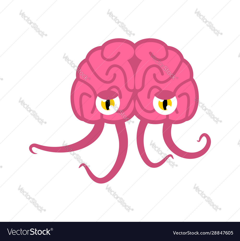 Brain with tentacles monster space invader