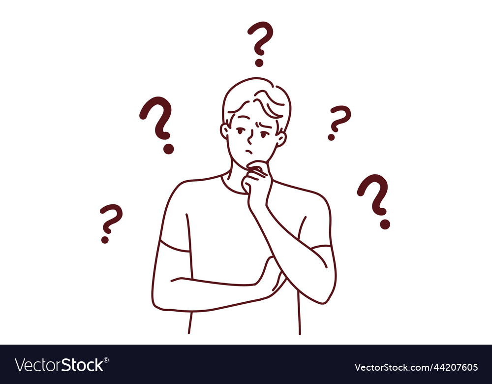 Confused man thinking of problem solution