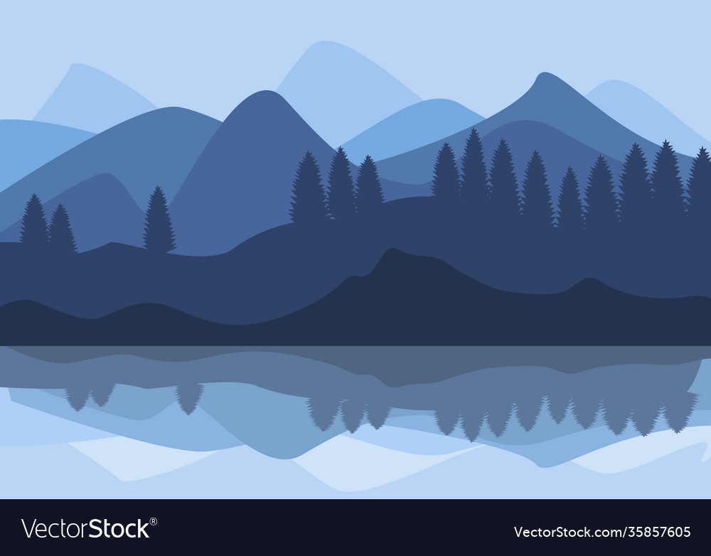 Desert landscape with cactus hills and mountains Vector Image