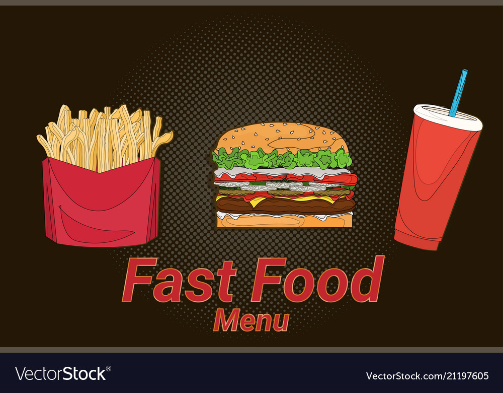 Hamburger french fries cola street festival fast Vector Image