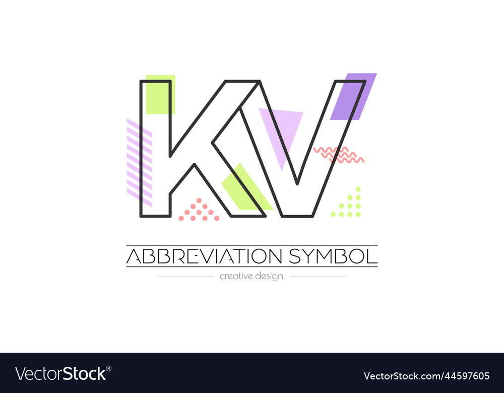 Letters k and v merging of two initials vector image Letters k and v merging of two initials