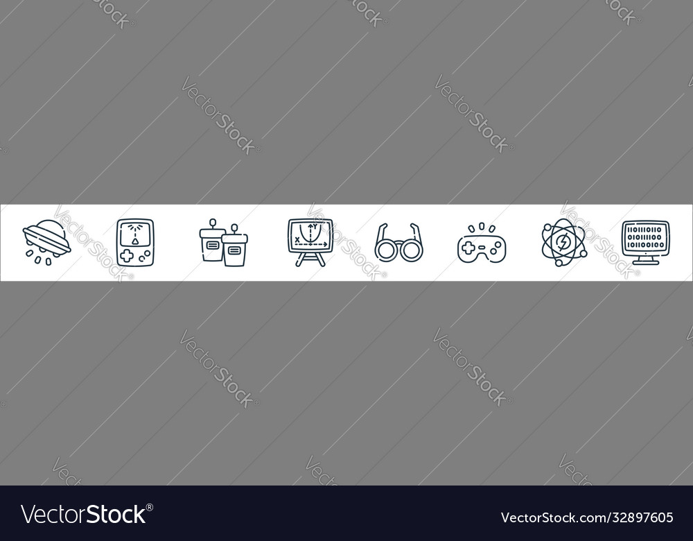 Nerd line icons linear set quality vector image Nerd line icons linear set quality