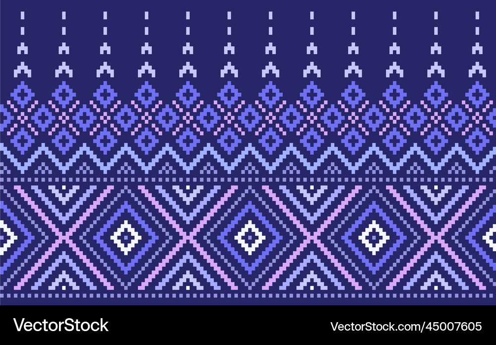 Pixel ethnic pattern embroidery geometry Vector Image