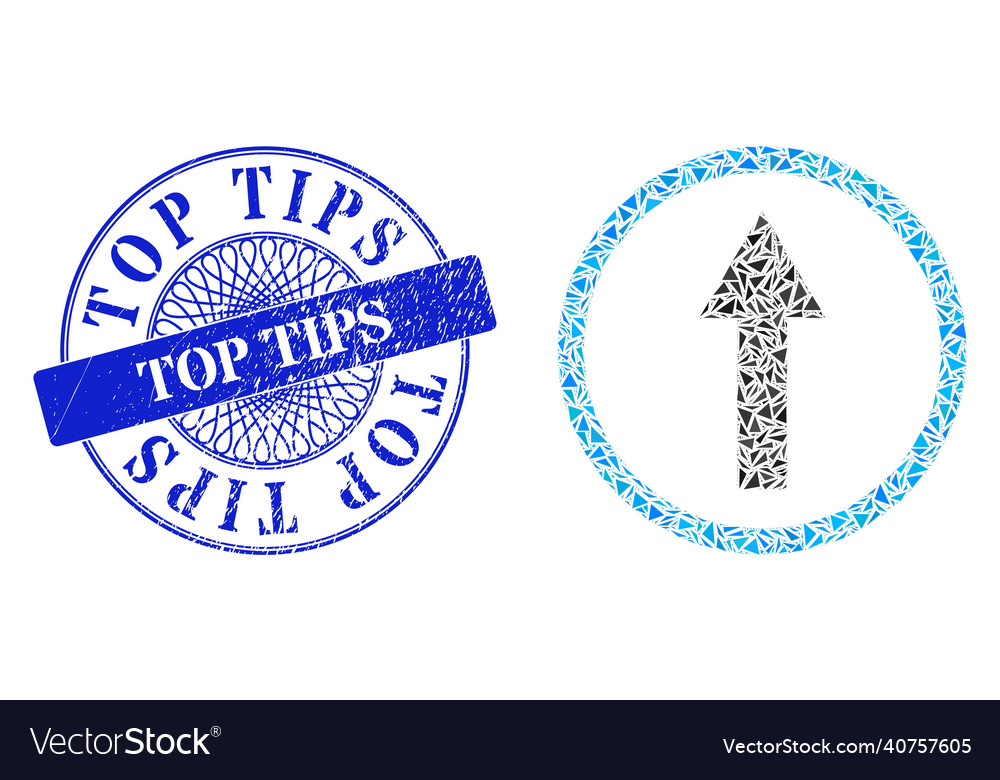 Scratched top tips badge and triangle up rounded Vector Image Scratched top tips badge and triangle up rounded