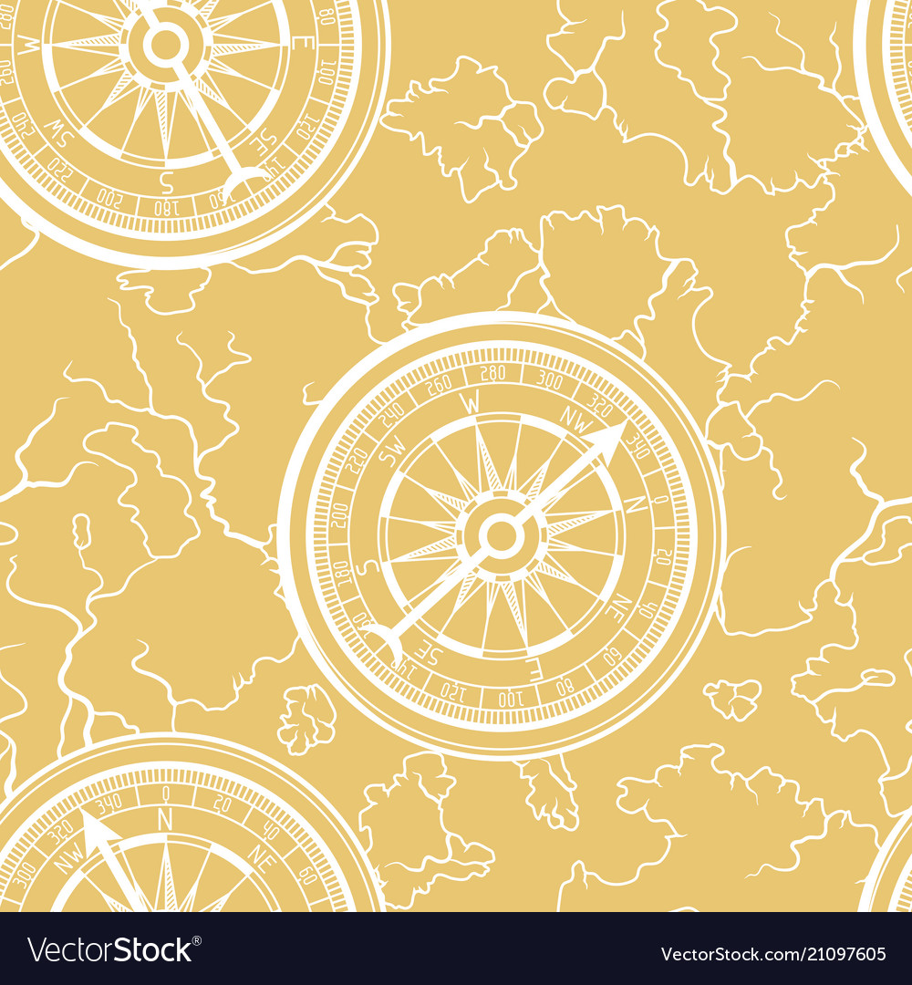 Seamless pattern with old nautical map vector image Seamless pattern with old nautical map