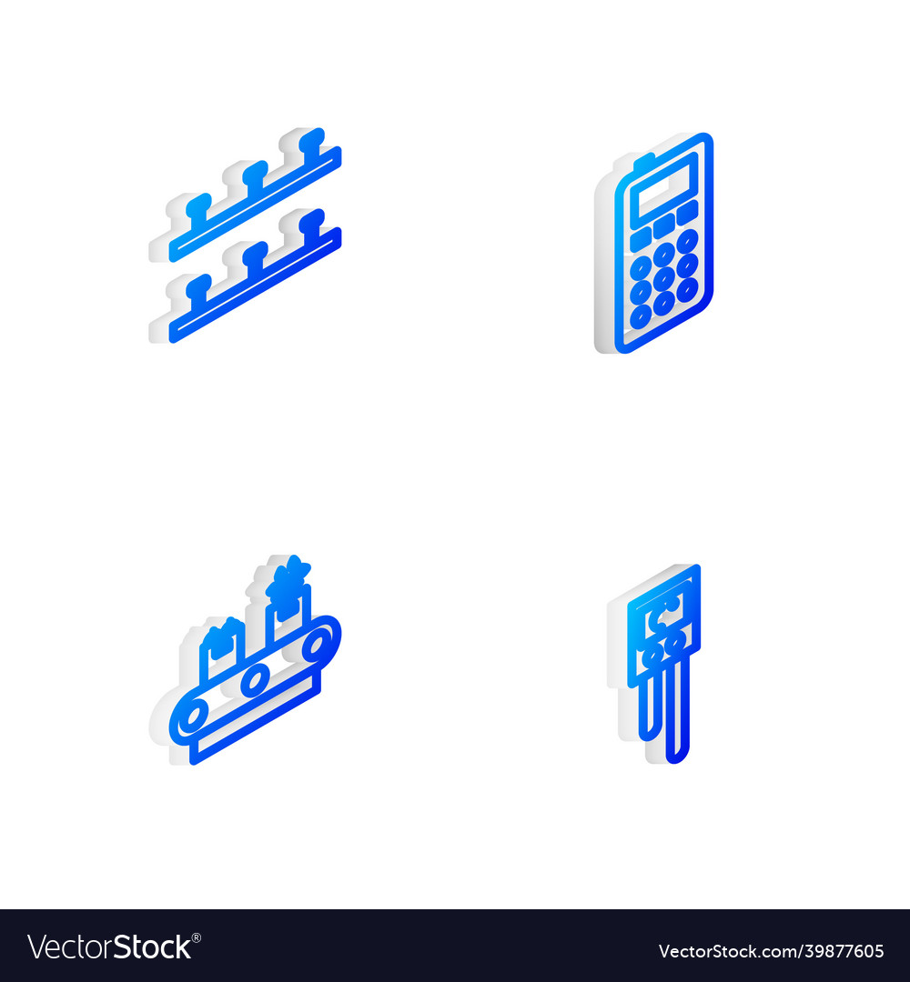 Set isometric line remote control automatic vector image Set isometric line remote control automatic
