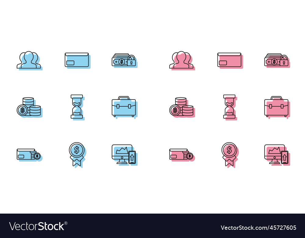 Set line envelope with coin dollar symbol users vector image Set line envelope with coin dollar symbol users