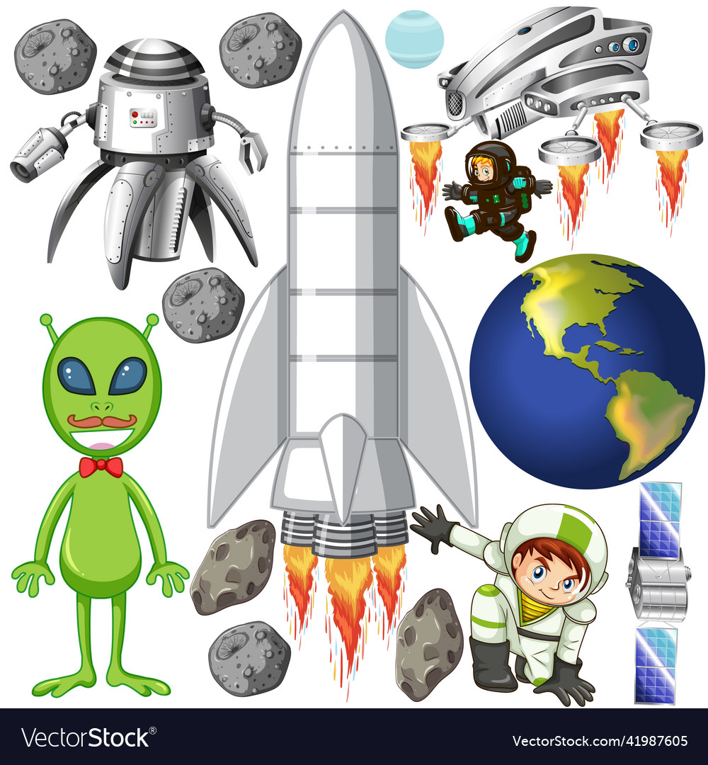 Set of space objects on white background Vector Image Set of space objects on white background