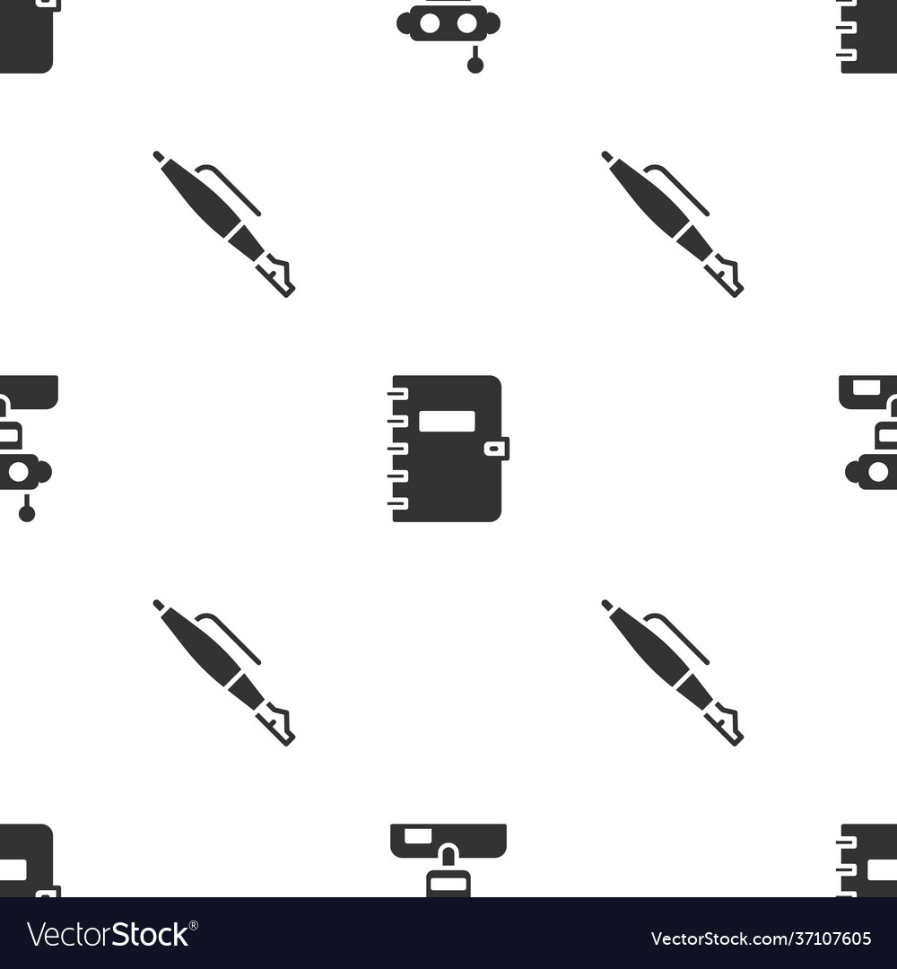 Set robot spiral notebook and fountain pen nib vector image Set robot spiral notebook and fountain pen nib