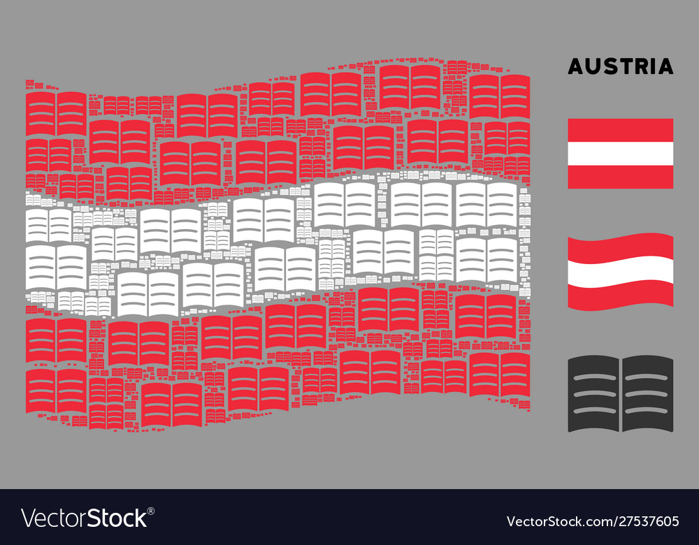 Waving austria flag pattern open book items