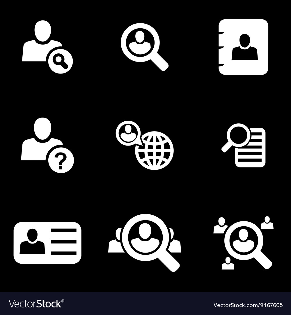 White people search icon set Royalty Free Vector Image